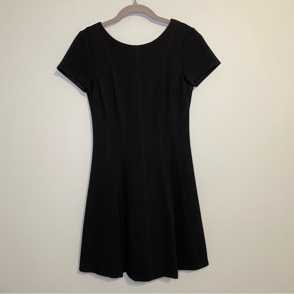 Banana Republic Short Sleeve Ponte V Back Skater Dress, Black, Size 2